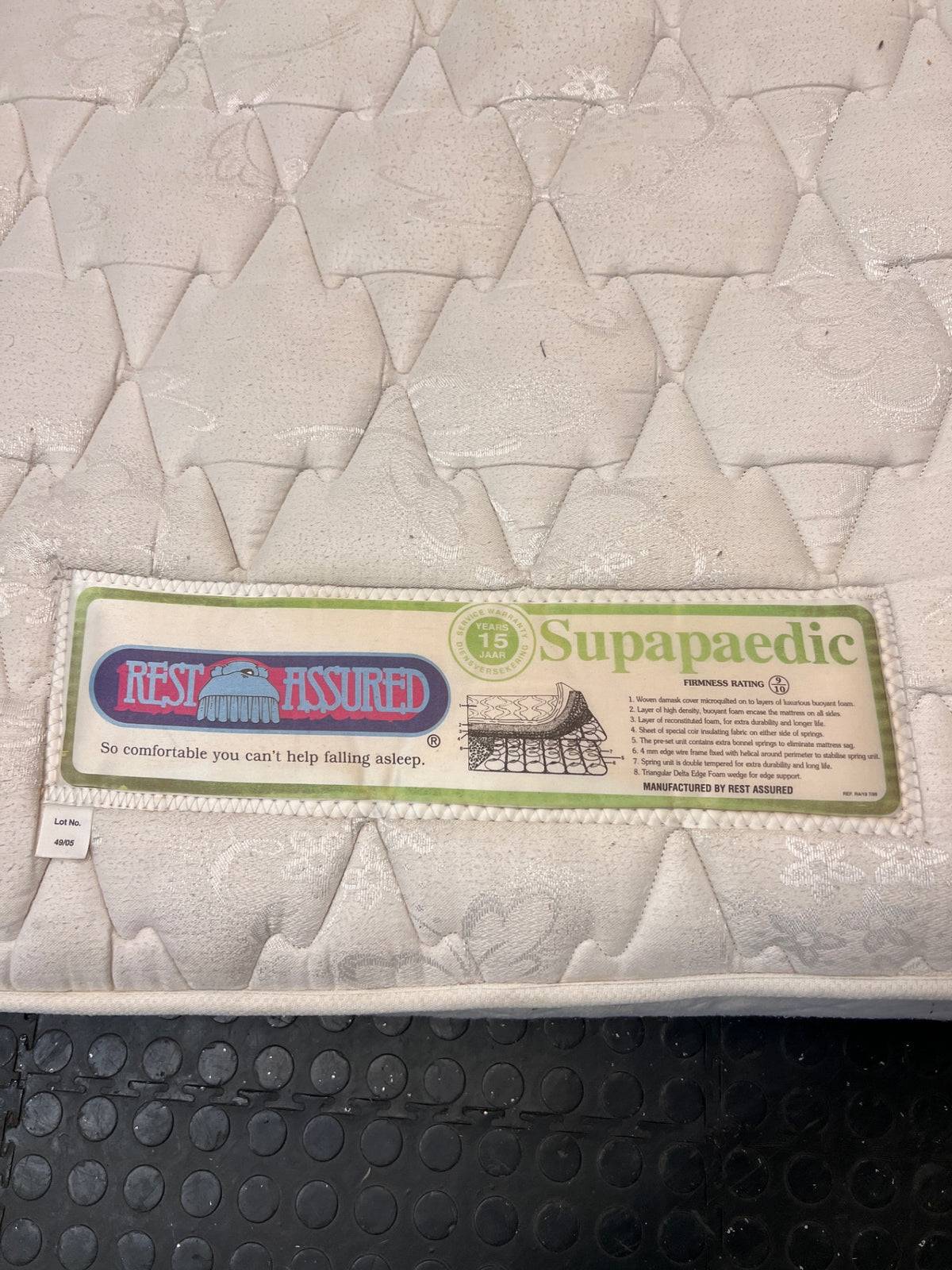 Rest Assured Supapaedic Single Mattress – condition detail