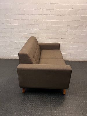 Button Tufted 2 Seater Couch with Wooden Legs – back view