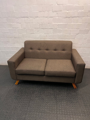Button Tufted 2 Seater Couch with Wooden Legs – main front view