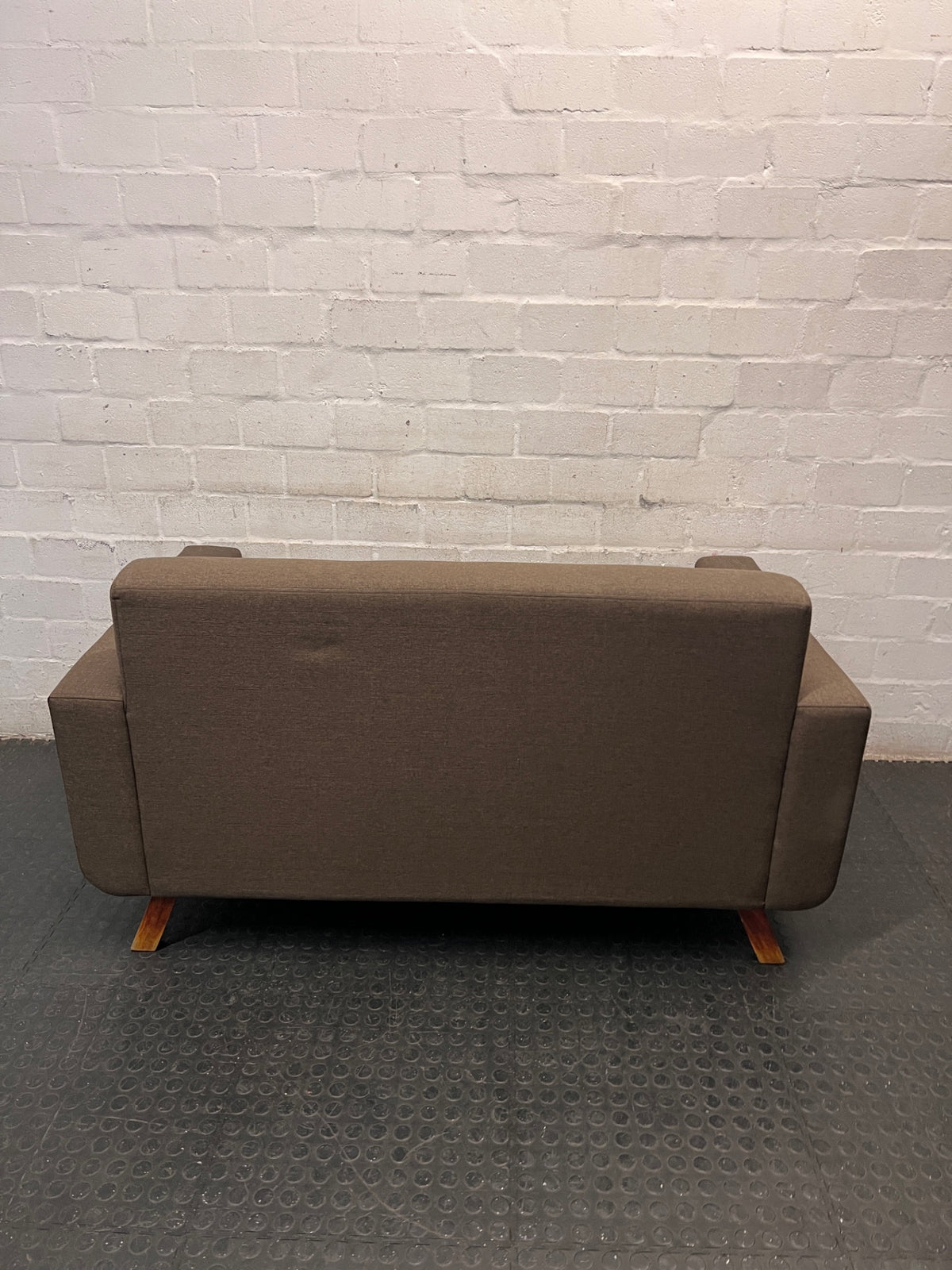 Button Tufted 2 Seater Couch with Wooden Legs – top view