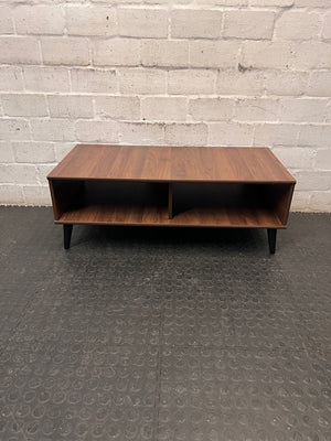 Mid-Century Style Wood Finish Coffee Table with Storage — Good Condition – back view