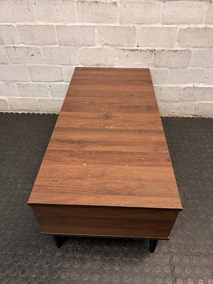 Mid-Century Style Wood Finish Coffee Table with Storage — Good Condition – condition detail