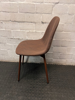 Moulded Tan Faux-Leather Dining Chair with Tapered Legs – condition detail