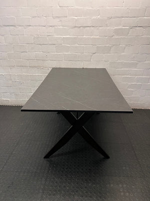 Contemporary Grey Marble-Effect Dining Table — Very Good Used Condition – back view
