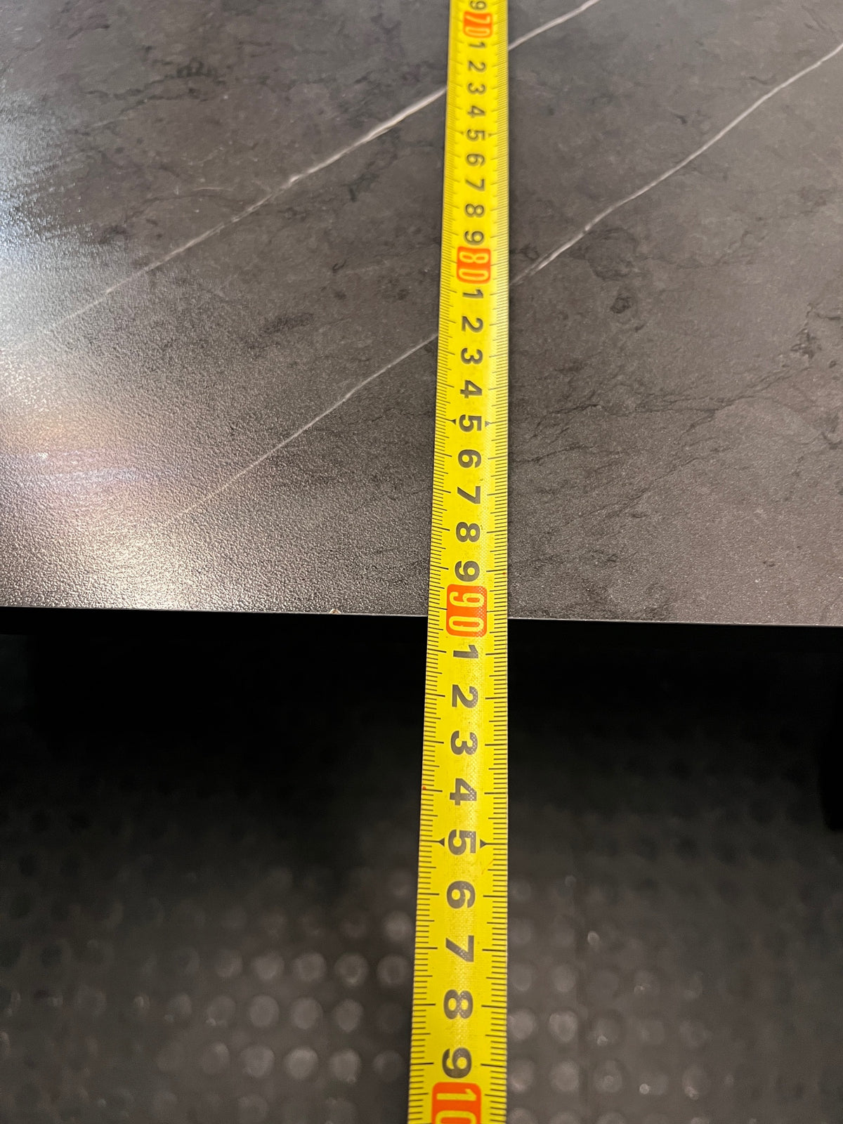 Contemporary Grey Marble-Effect Dining Table — Very Good Used Condition – depth measurement