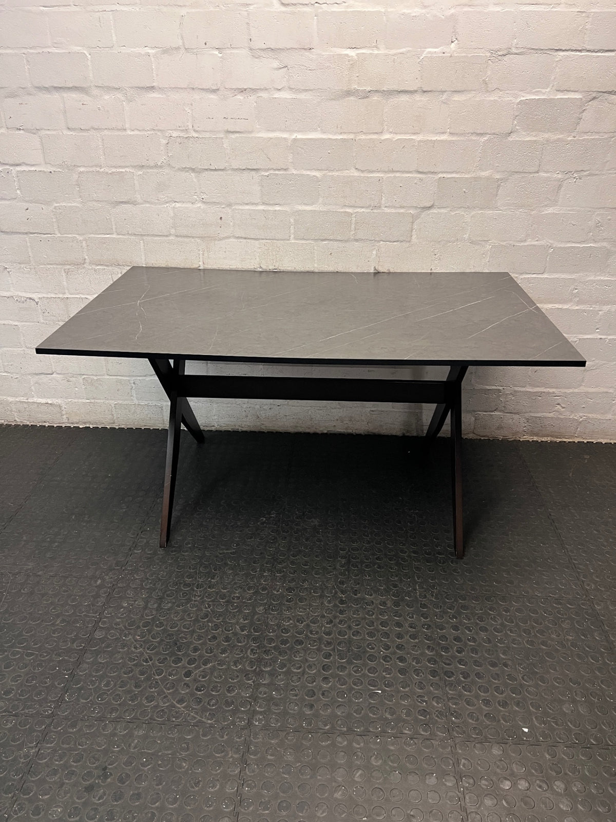 Contemporary Grey Marble-Effect Dining Table — Very Good Used Condition – main front view