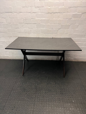 Contemporary Grey Marble-Effect Dining Table — Very Good Used Condition – main front view