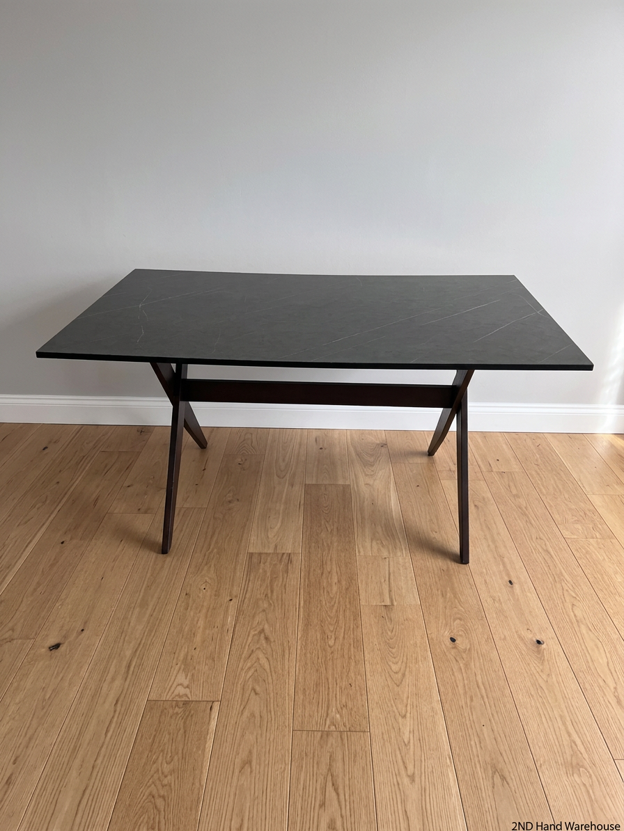 Contemporary Grey Marble-Effect Dining Table — Very Good Used Condition - REDUCED