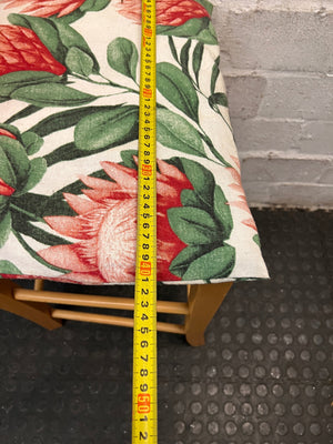 Light Wood Dining Chair with Protea Print Cushion — Well Used Condition – width measurement