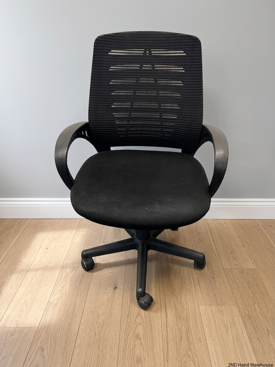Black Mesh Mid-Back Swivel Office Chair — Broken Wheels – styled product image