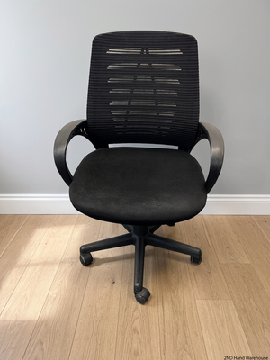 Black Mesh Mid-Back Swivel Office Chair — Broken Wheels – styled product image