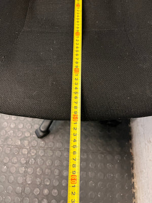 Black High-Back Fabric Office Chair — Broken Wheels – depth measurement