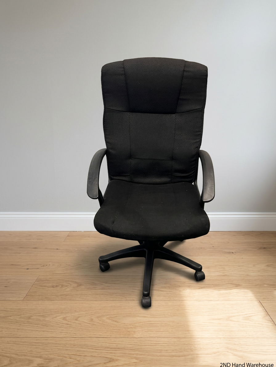 Black High-Back Fabric Office Chair — Broken Wheels – styled product image