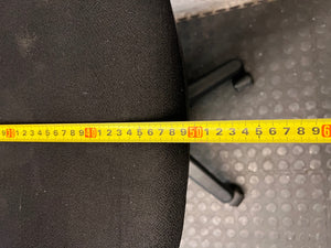 Black Fabric Mid-Back Office Chair with Armrests — Broken Wheels – width measurement
