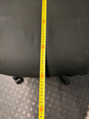High-Back Black Fabric Office Chair — Broken Wheels – depth measurement