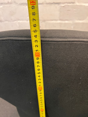 High-Back Black Fabric Office Chair — Broken Wheels – height measurement