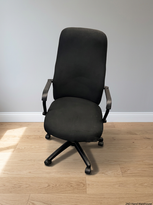 High-Back Black Fabric Office Chair — Broken Wheels – styled product image