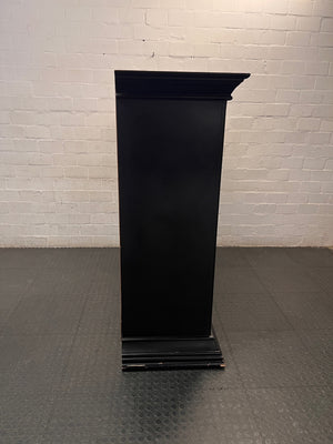 Dark Wood Finish TV Unit with Lattice Detail — Good Working Order – top view