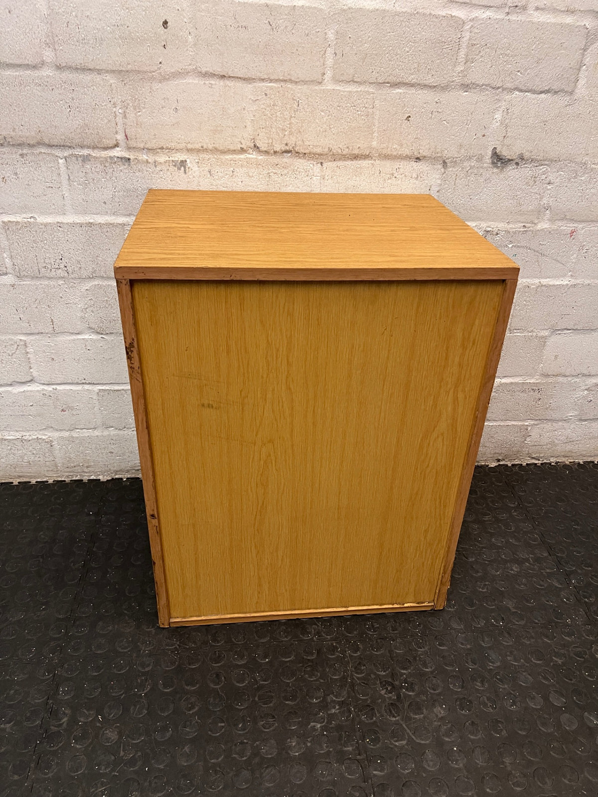 3-Drawer Oak Cabinet with Lock — Good Working Order – back view