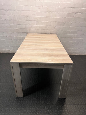 Light Oak Tone Rectangular Dining Table — Good Working Order – side view