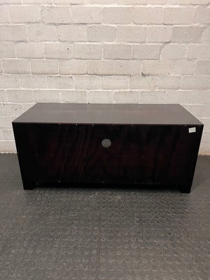 Dark Brown TV Unit with Three Drawers — Aged with Wear to Finish – back view