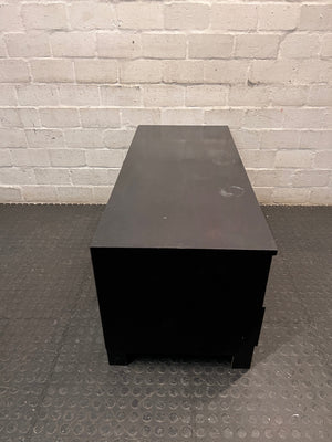 Dark Brown TV Unit with Three Drawers — Aged with Wear to Finish – top view