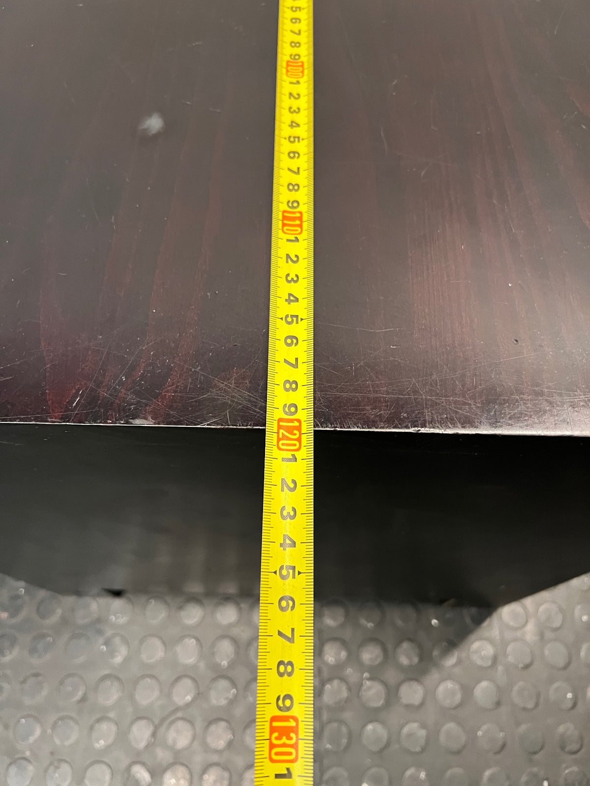 Dark Brown TV Unit with Three Drawers — Aged with Wear to Finish – width measurement