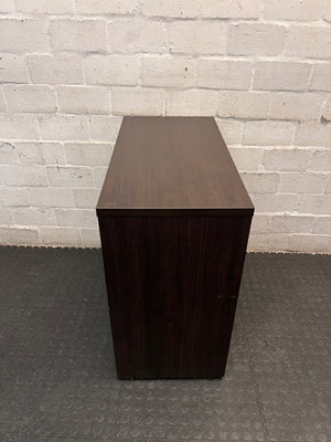 Dark Wood Sliding Door Office Credenza — Good Working Order – top view