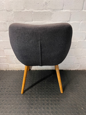 Grey Upholstered Mid-Back Chair with Wooden Legs — Damaged Back Leg – condition detail