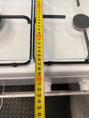 Bosch 4-Burner White Gas Hob and Oven — Operational Hub with Oven Issues and Interior Buildup – depth measurement