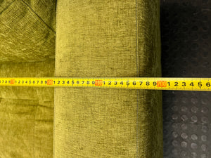 Green Textured Fabric L-Shape Corner Couch — Used; Fair Condition – width measurement