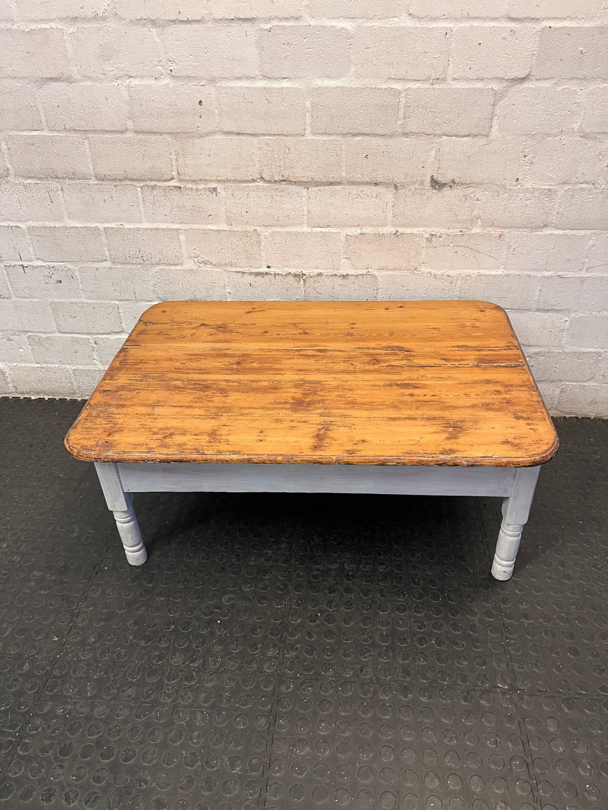 Two-Tone Wooden Coffee Table with Drawer — Fair Used Condition – back view