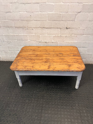 Two-Tone Wooden Coffee Table with Drawer — Fair Used Condition – back view