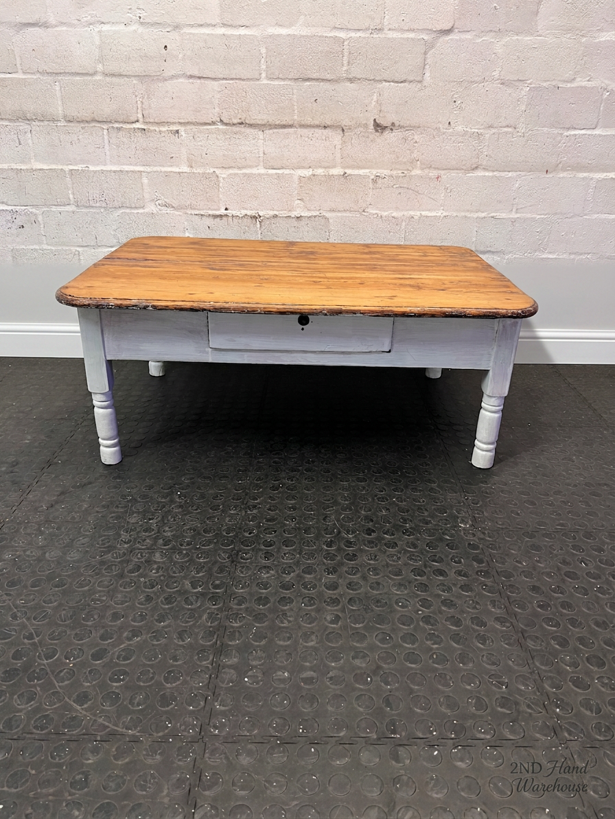 Two-Tone Wooden Coffee Table with Drawer — Fair Used Condition – styled product image