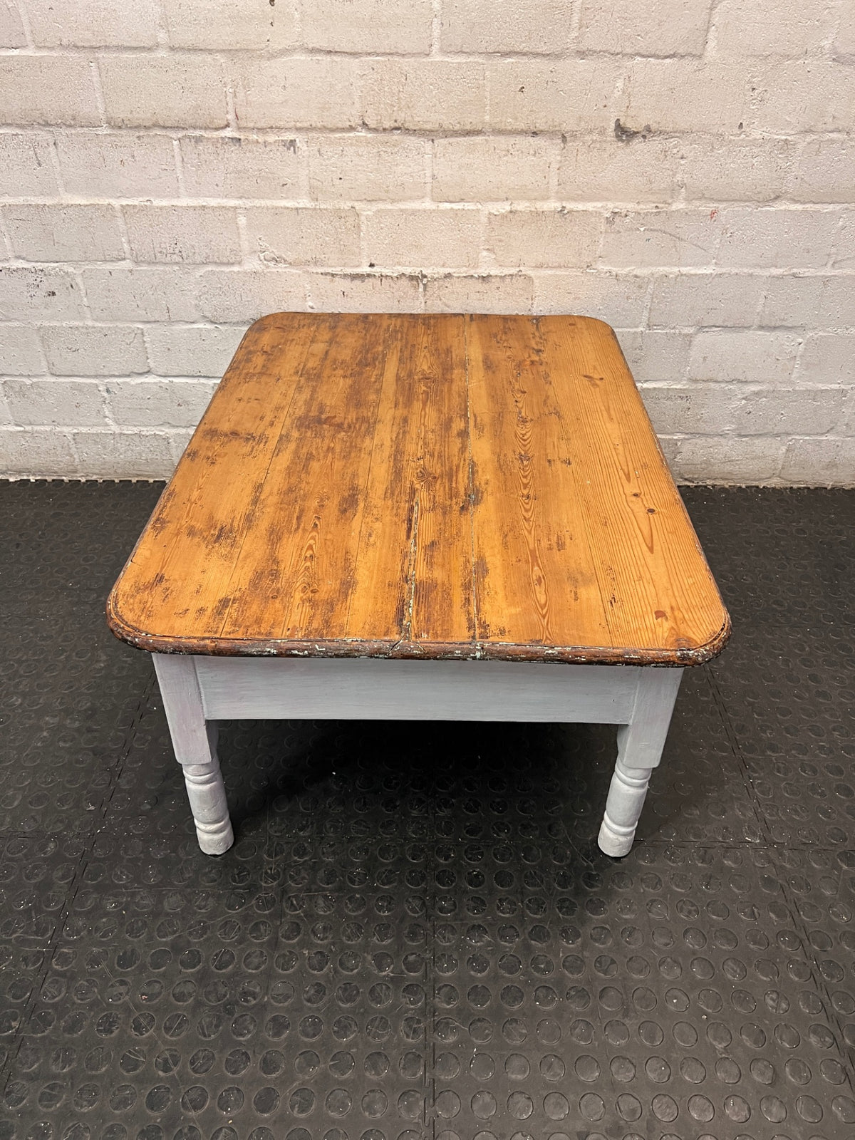 Two-Tone Wooden Coffee Table with Drawer — Fair Used Condition – top view