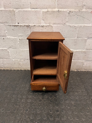 Compact Wooden Cabinet with Drawer — Fair Condition with Visible Wear – side view