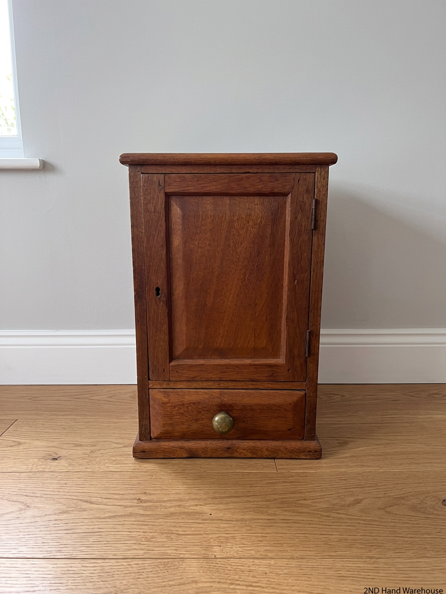 Compact Wooden Cabinet with Drawer — Fair Condition with Visible Wear – styled product image