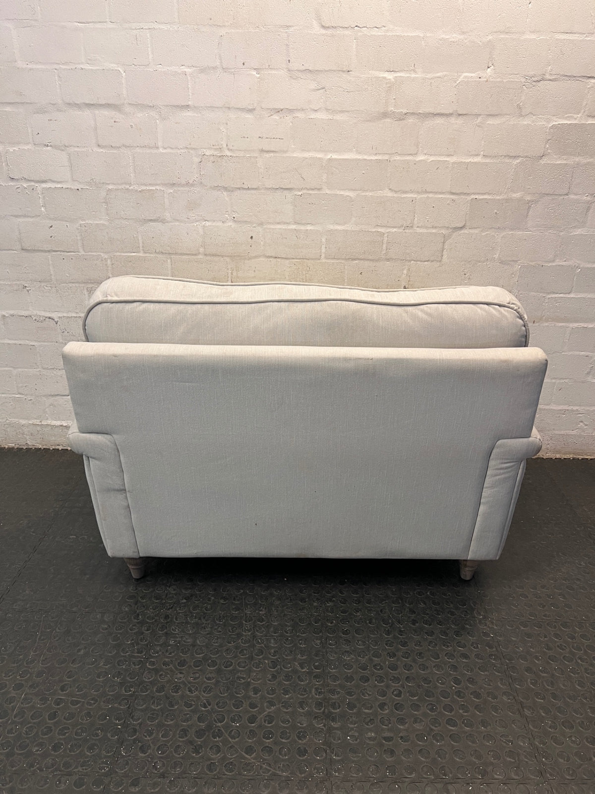 Cielo Grey Fabric 2 Seater Loveseat — Good Condition – condition detail