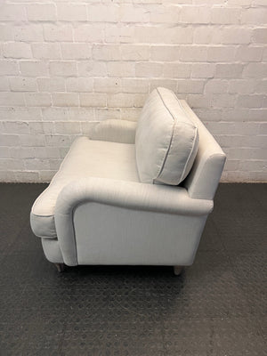 Cielo Grey Fabric 2 Seater Loveseat — Good Condition – side view