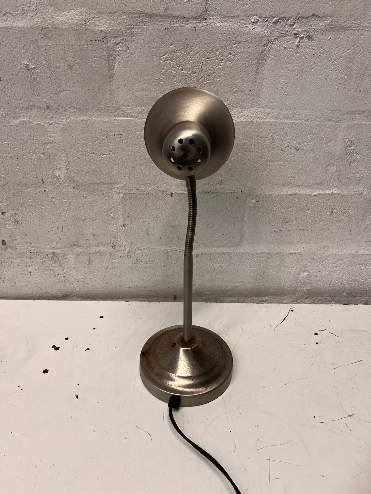 Adjustable Grey Metallic Table Lamp — Minor Rust Build Up – back view