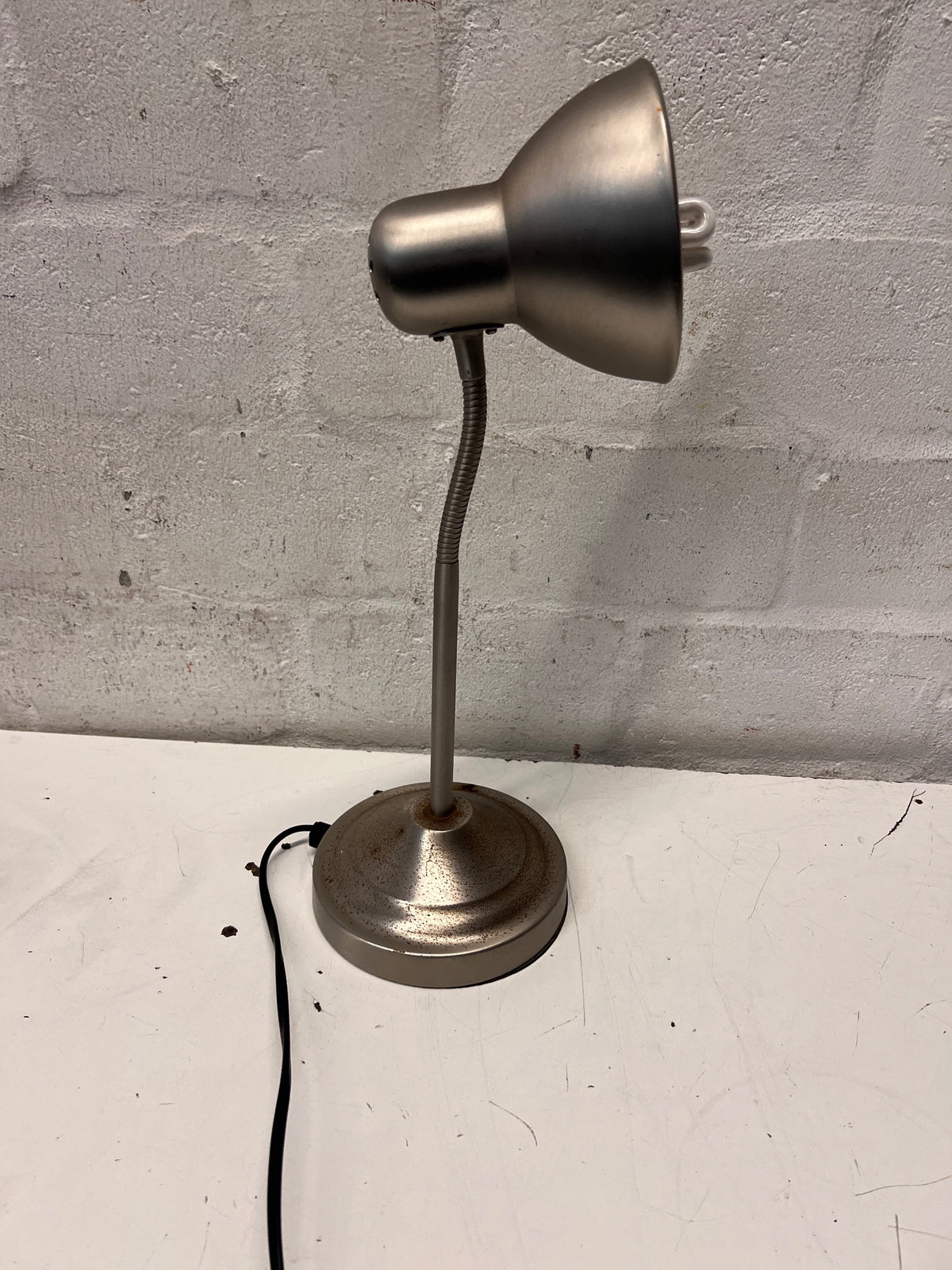 Adjustable Grey Metallic Table Lamp — Minor Rust Build Up – condition detail