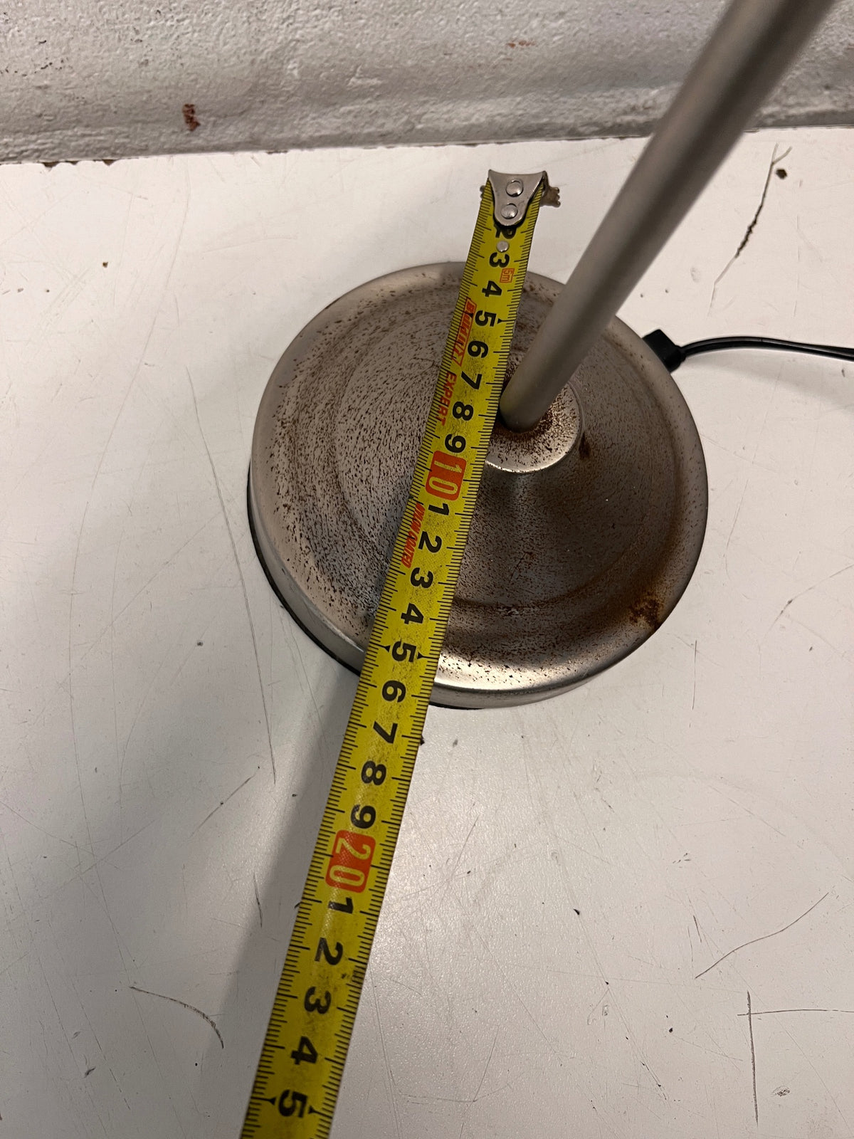 Adjustable Grey Metallic Table Lamp — Minor Rust Build Up – depth measurement