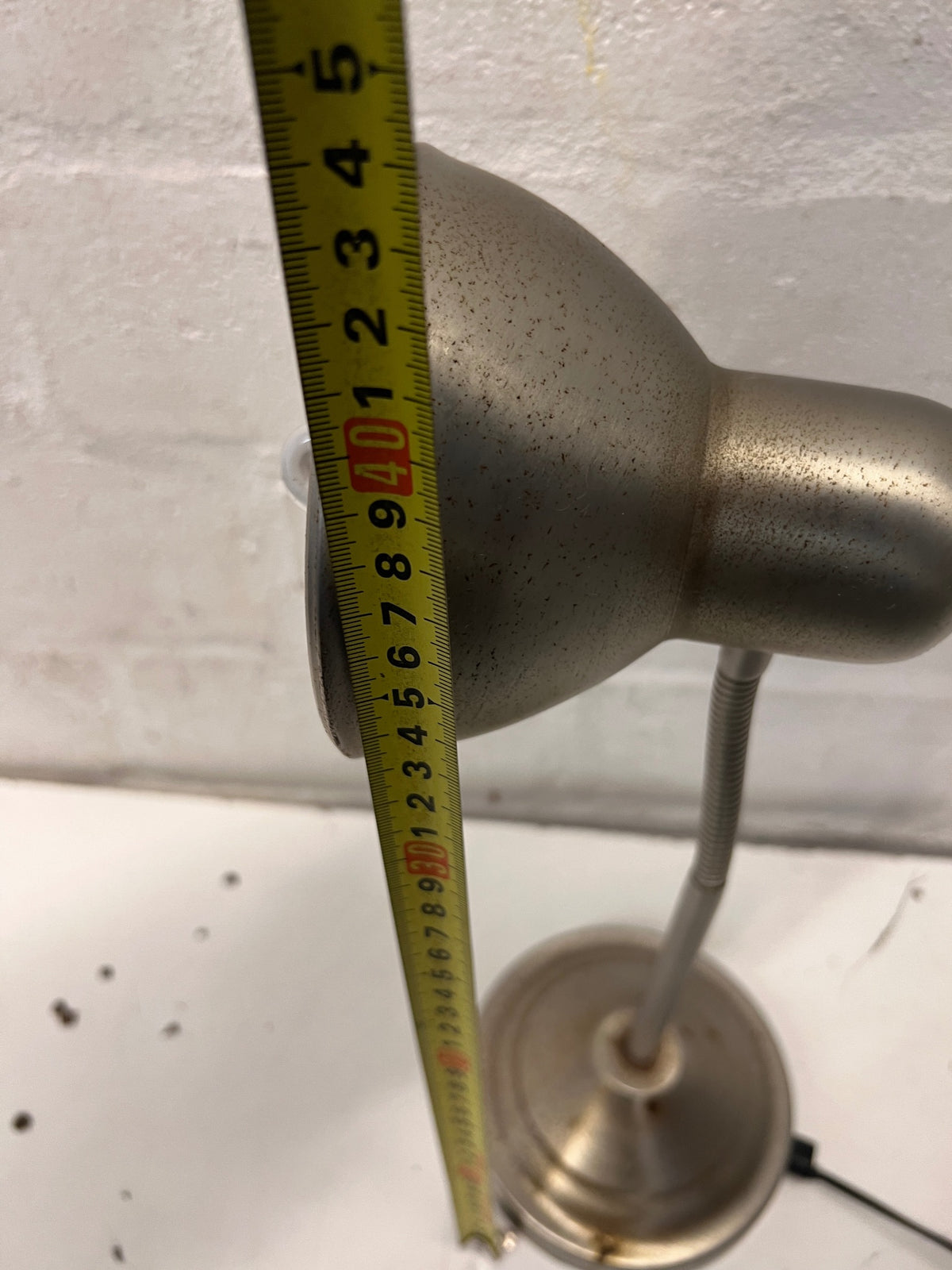 Adjustable Grey Metallic Table Lamp — Minor Rust Build Up – height measurement