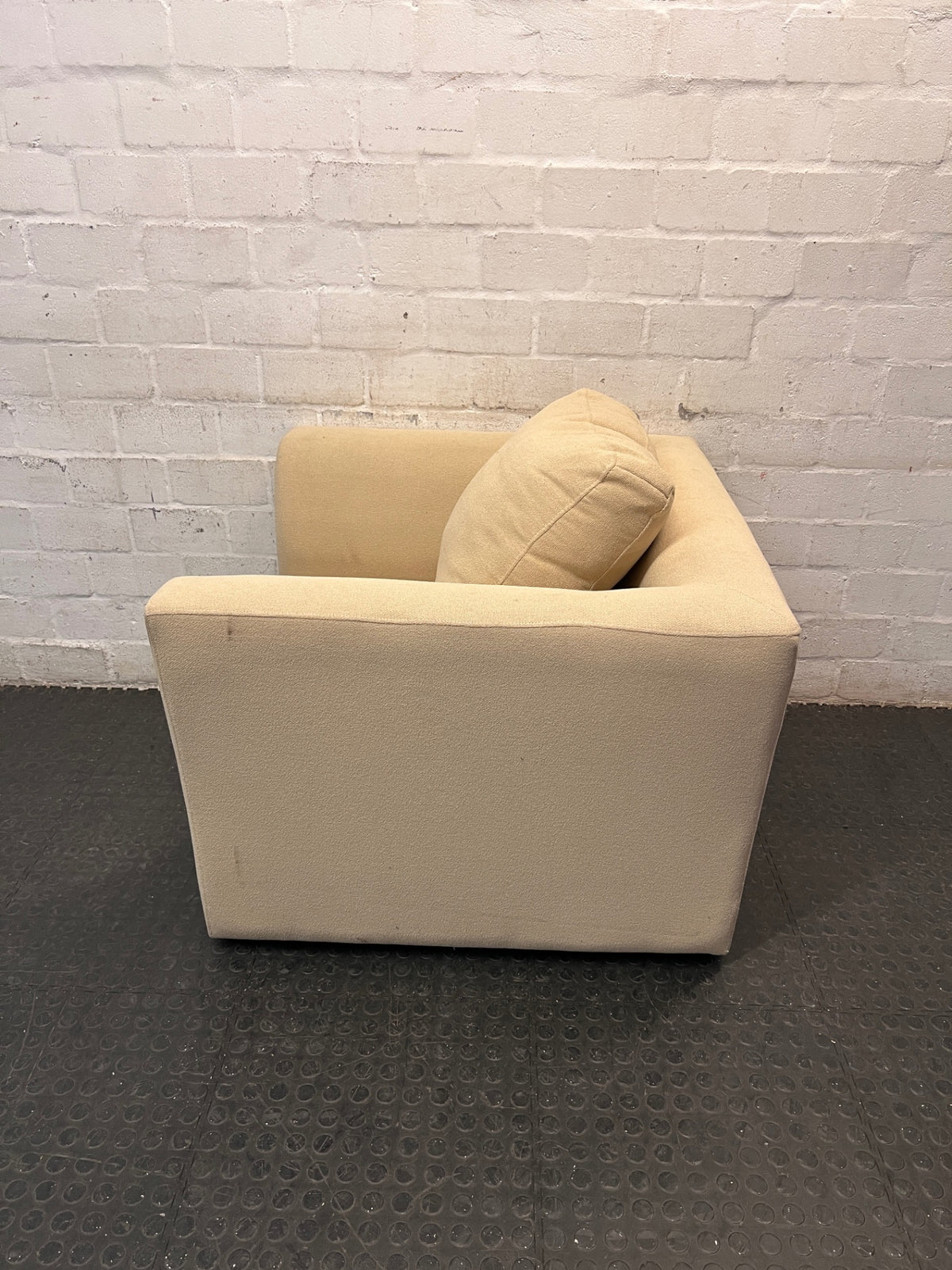 Coricraft Jessie 1 Seater Couch in Light Sand — Good Condition – side view