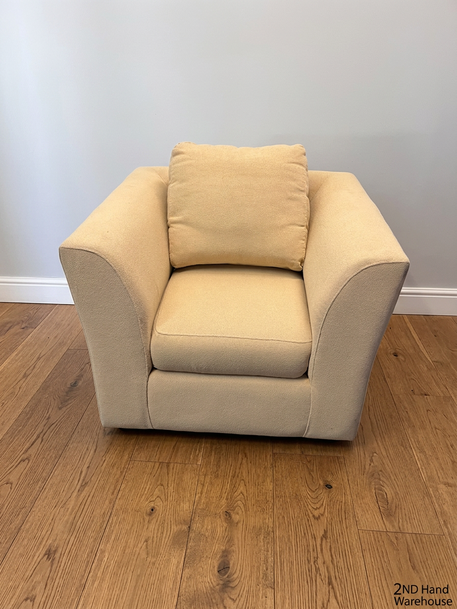 Coricraft Jessie 1 Seater Couch in Light Sand — Good Condition – styled product image