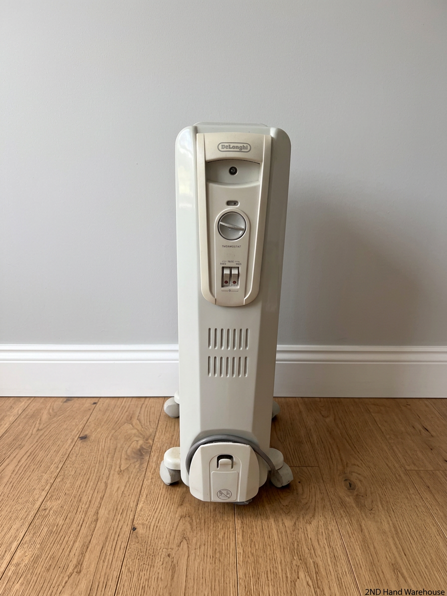 DeLonghi Cream Oil Heater with Castors — Good Working Order – styled product image