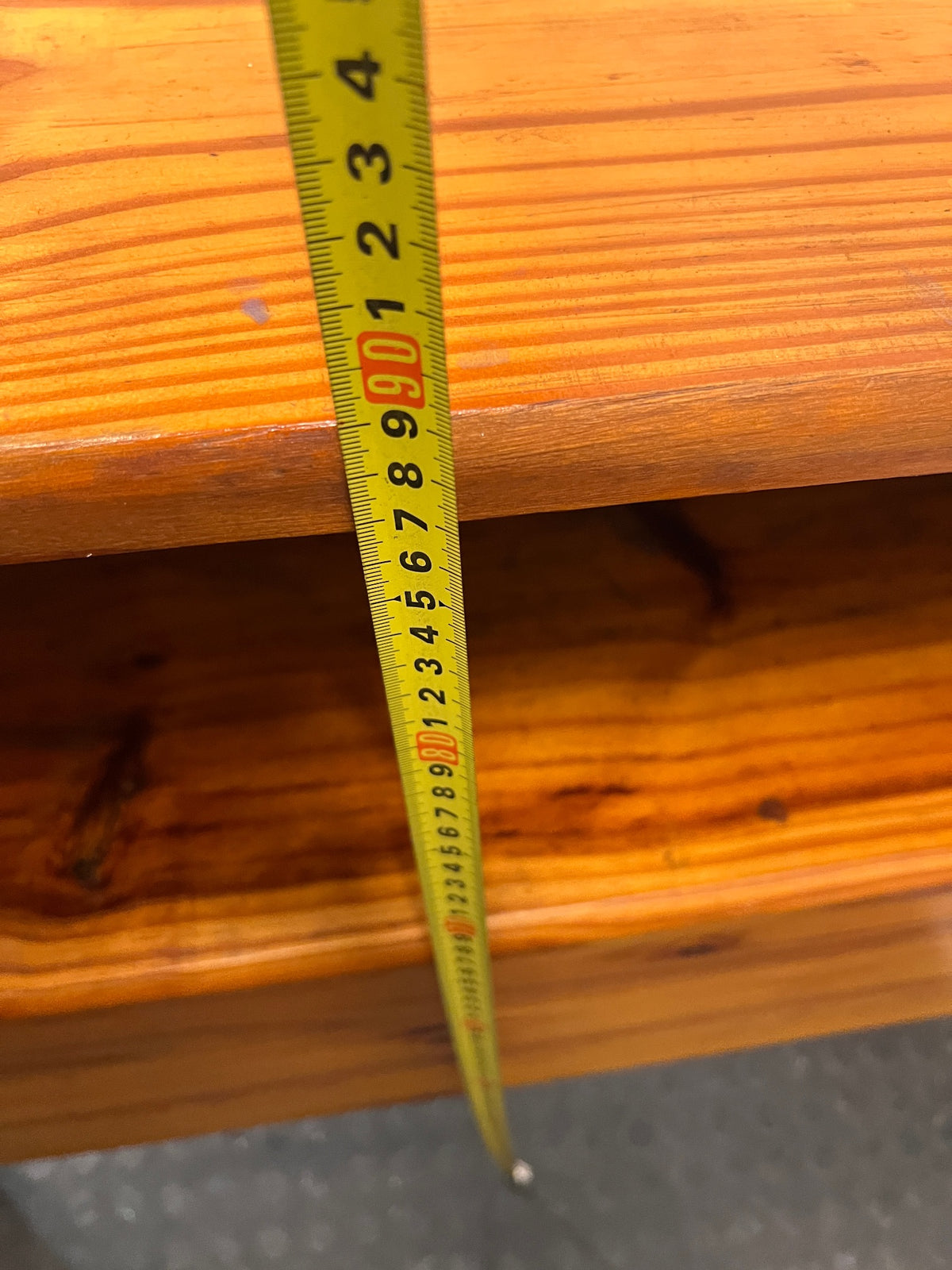 Knotty Pine Single Headboard with Integrated Pedestal – height measurement