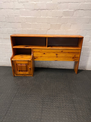 Knotty Pine Single Headboard with Integrated Pedestal – main front view