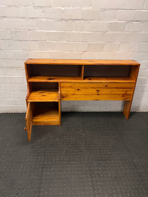 Knotty Pine Single Headboard with Integrated Pedestal – side view