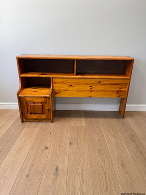 Knotty Pine Single Headboard with Integrated Pedestal – styled product image